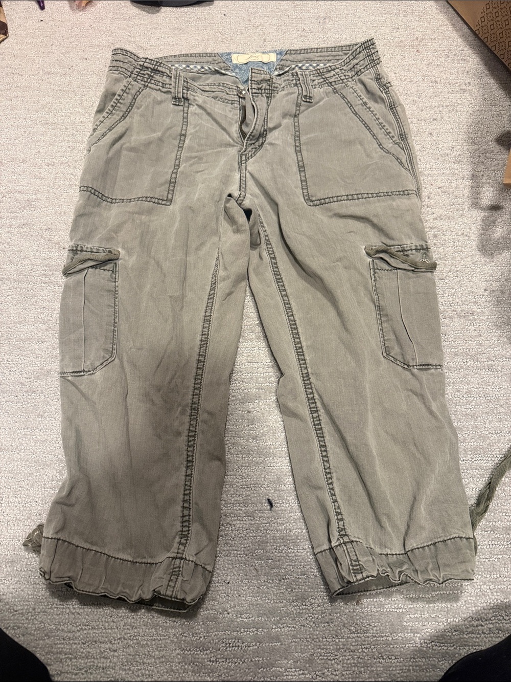 Levi's Light Olive Green Casual Pants with Paisley Waistband
